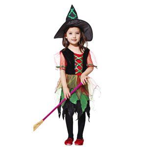 Colorful Witch Costume - Adorable Little Girls Witch Halloween Tulle Dress